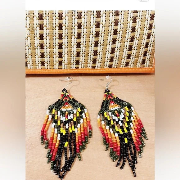 Colorful Native Beaded Earrings & Wallet Set - Picture 1 of 9